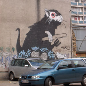 Banksy Giant Rat With Fork & Knife 
